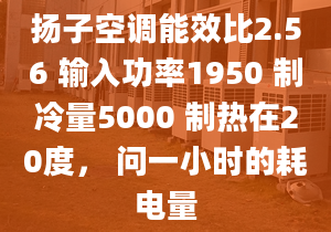 扬子空调能效比2.56 输入功率1950 制冷量5000 制热在20度， 问一小时的耗电量