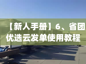 【新人手册】6、省团优选云发单使用教程