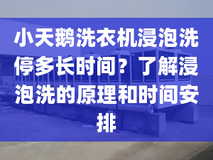 小天鹅洗衣机浸泡洗停多长时间？了解浸泡洗的原理和时间安排