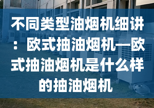 不同类型油烟机细讲：欧式抽油烟机—欧式抽油烟机是什么样的抽油烟机 